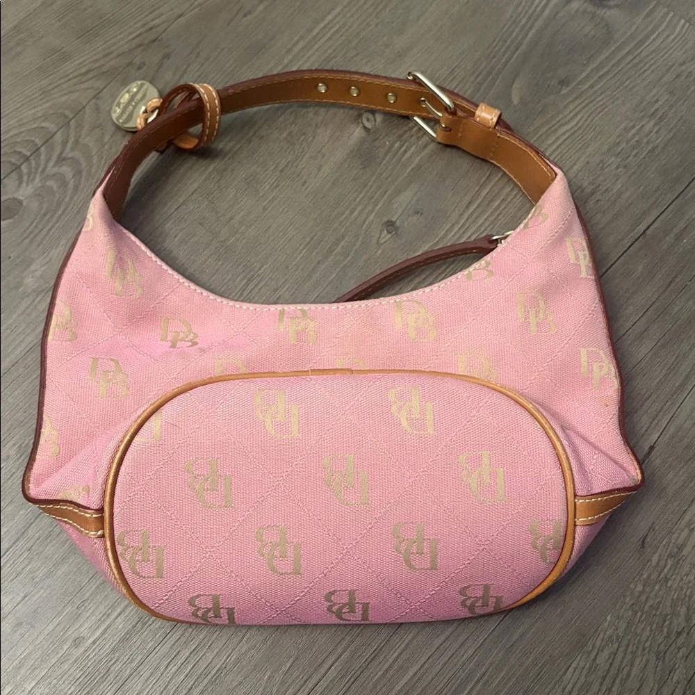 Dooney & Bourke Pink Monogram Mini Hobo Shoulder Bag Vintage Y2K